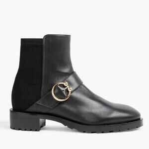Stuart Weitzman Luxering Black Microstretch and Leather Ankle Boots Size 7.5B